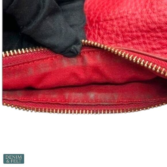 Coach Red Pebbled Leather Hobo Shoulder Bag w/ Crossbody Strap Gold Hardware - Picture 11 of 16